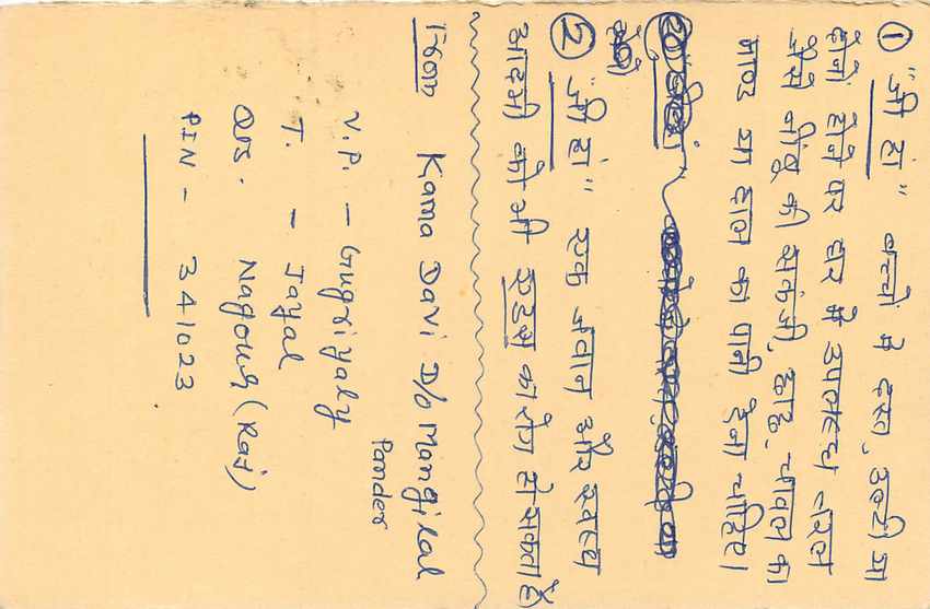 Inde India Entier Postal Stationary Tigre Tiger  — Verso