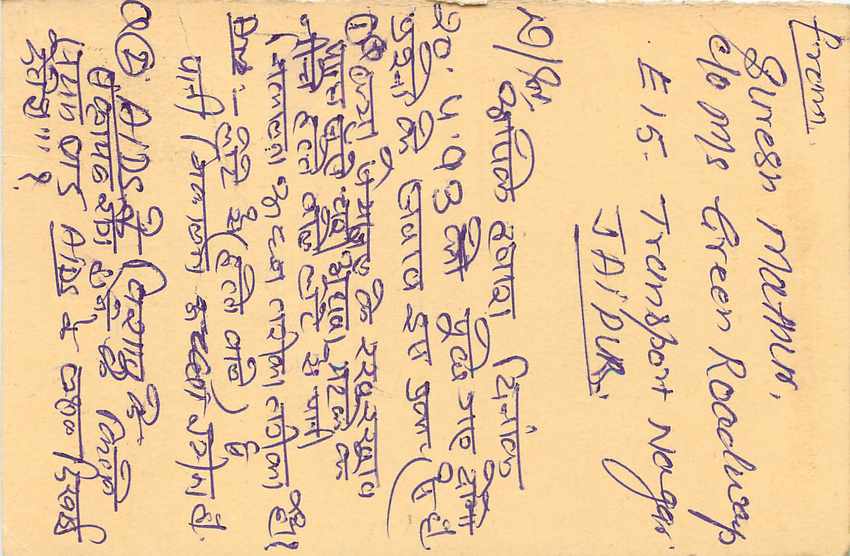 Inde India Entier Postal Stationary Tigre Tiger  — Verso