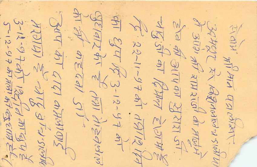 Inde India Entier Postal Stationary Tigre Tiger  — Verso