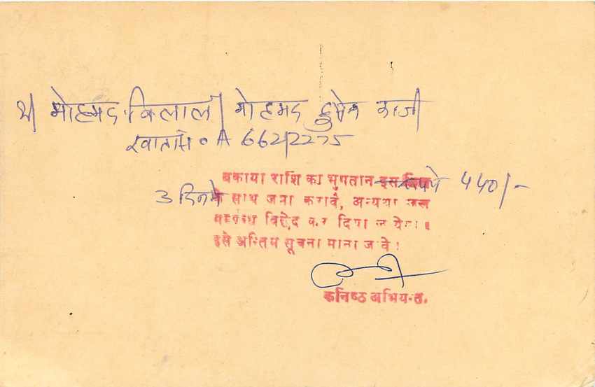 Inde India Entier Postal Stationary Tigre Tiger  — Verso