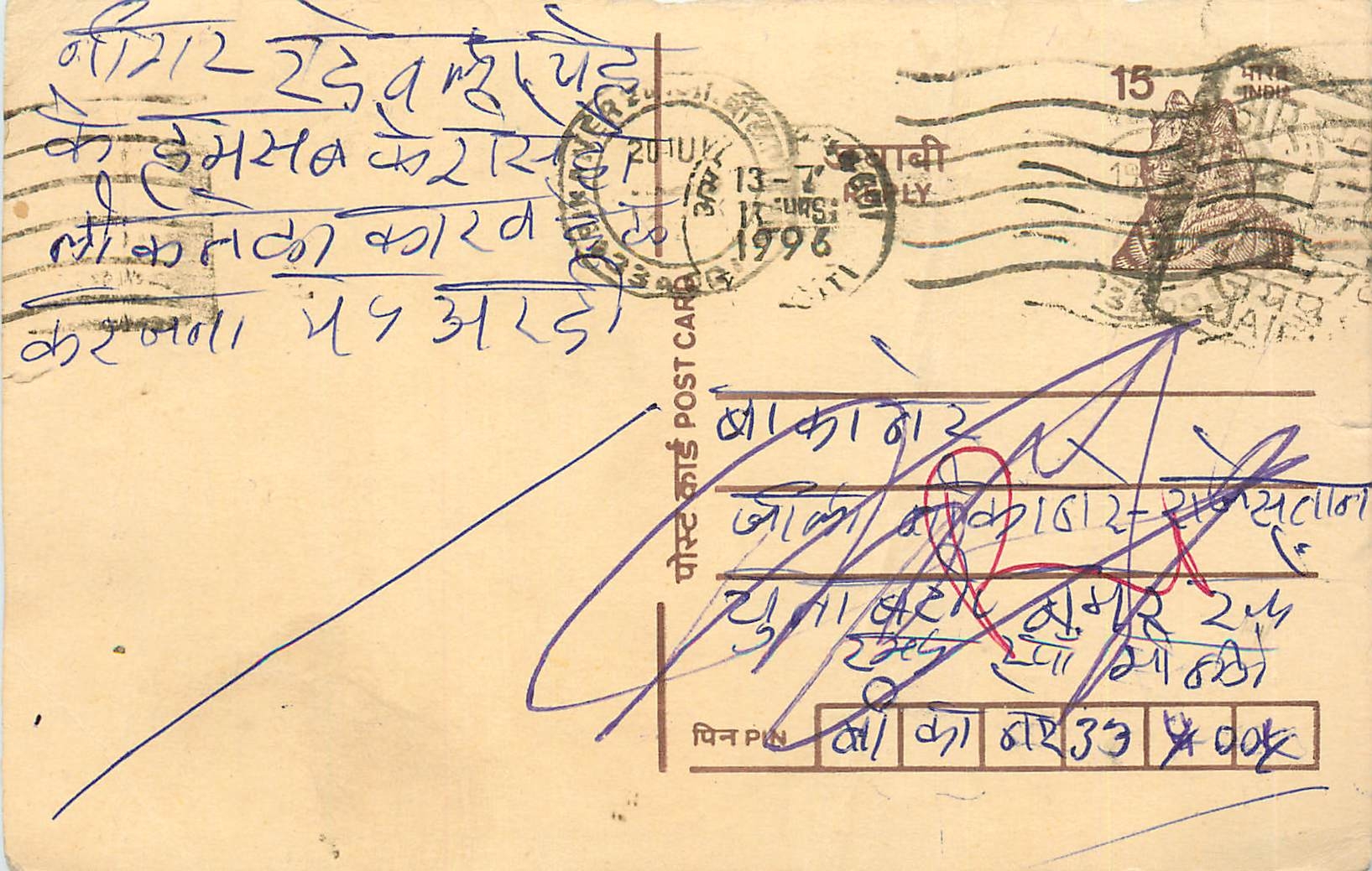 Inde India Entier Postal Stationary Tigre Tiger 