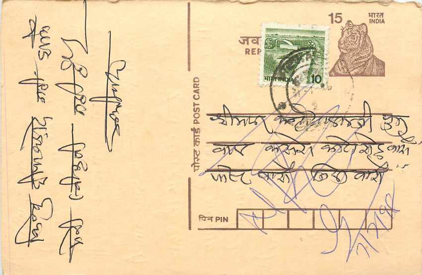 Inde India Entier Postal Stationary Tigre Tiger 