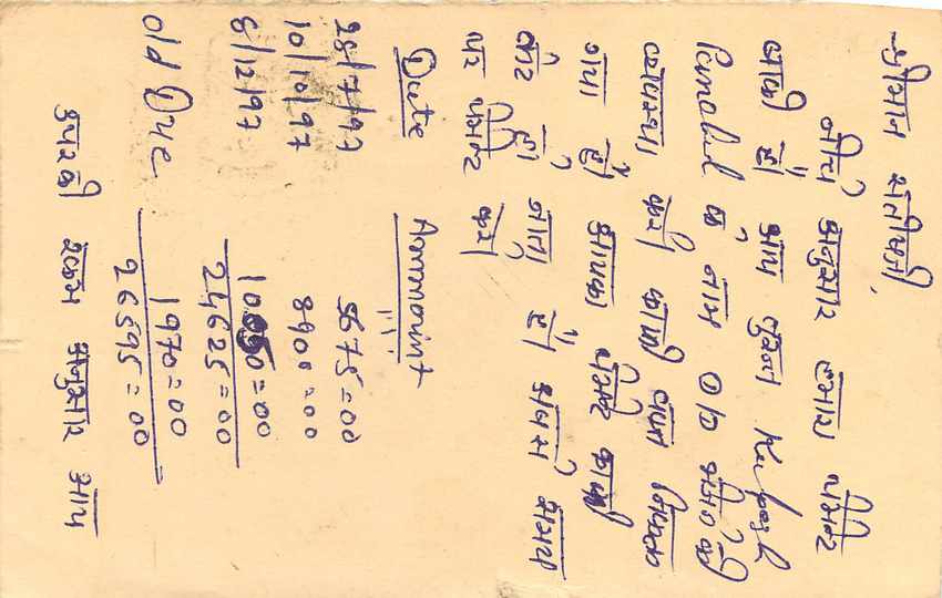 Inde India Entier Postal Stationary Tigre Tiger  — Verso
