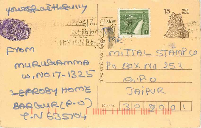 Inde India Entier Postal Stationary Tigre Tiger 