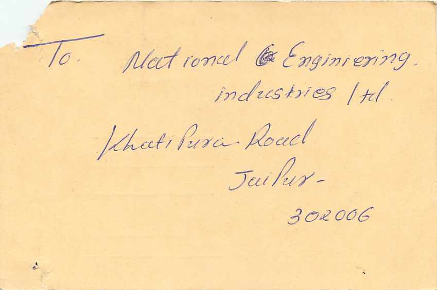 Inde India Entier Postal Stationary Tigre Tiger  — Verso