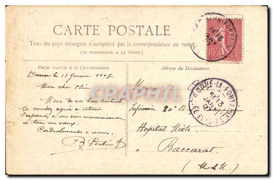 paris CPA Place de la Republique — Verso