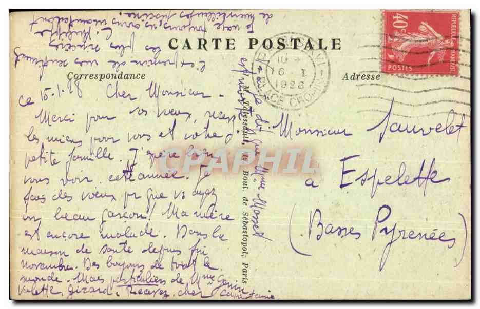 paris CPA place de la Bastille — Verso