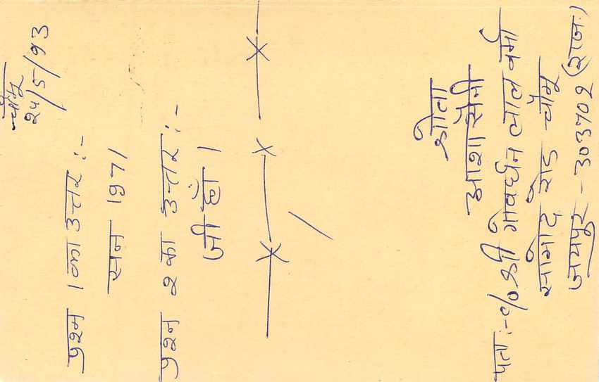 Inde India Entier Postal Stationary Tigre Tiger  — Verso