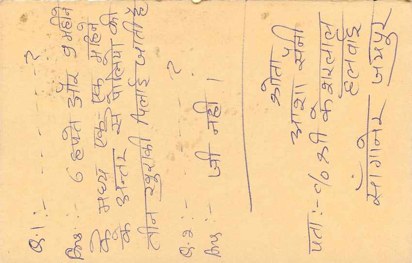 Inde India Entier Postal Stationary Tigre Tiger  — Verso