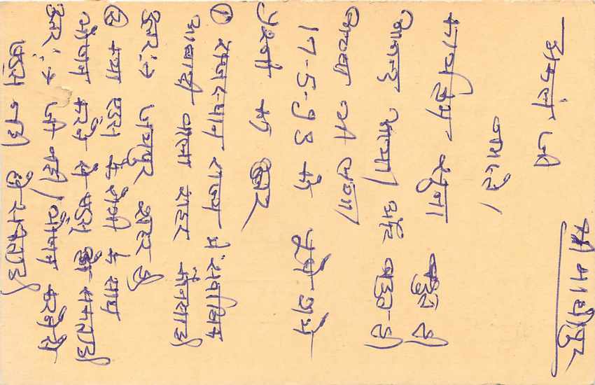Inde India Entier Postal Stationary Tigre Tiger  — Verso