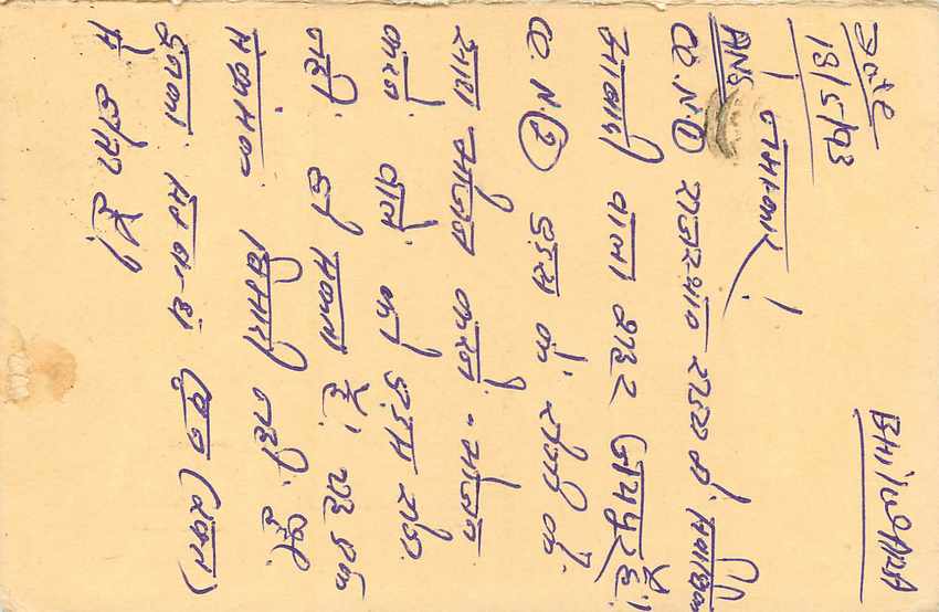 Inde India Entier Postal Stationary Tigre Tiger  — Verso