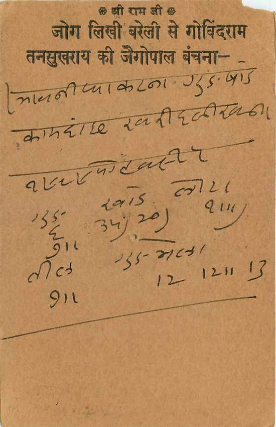 Inde India Entier Postal Stationary George V — Verso