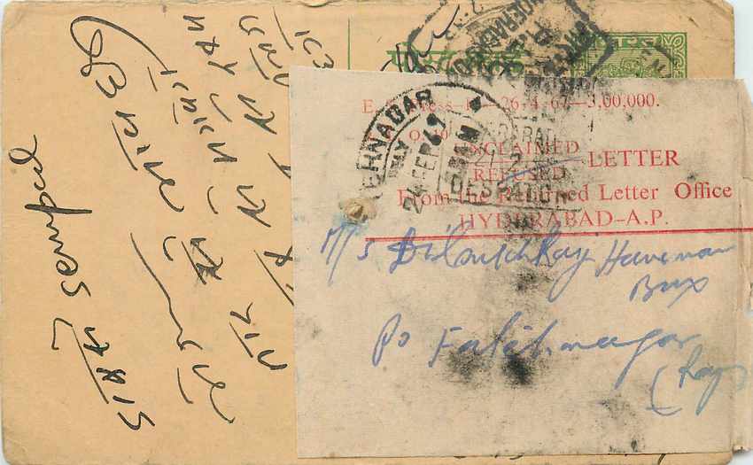 Hyderabad-A.P. — Wiedergewonnene Brief — Amt für zurückgehaltene Briefe