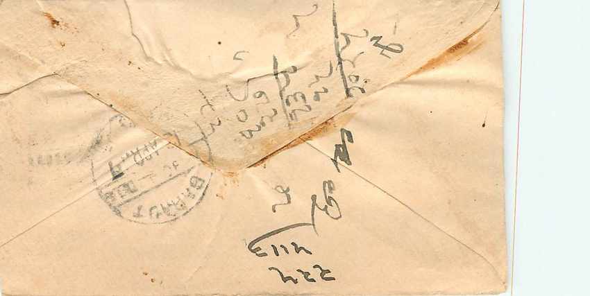 Inde India Entier Postal Stationary  — Verso