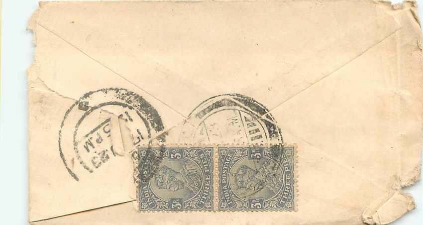 Inde India Entier Postal Stationary  — Verso