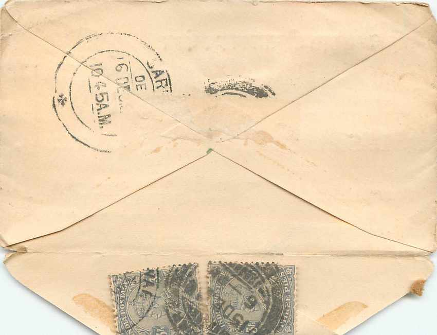 Inde India Entier Postal Stationary  — Rückseite