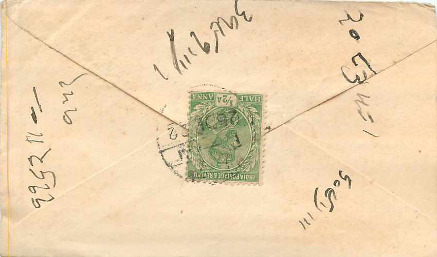 Inde India Entier Postal Stationary  — Rückseite
