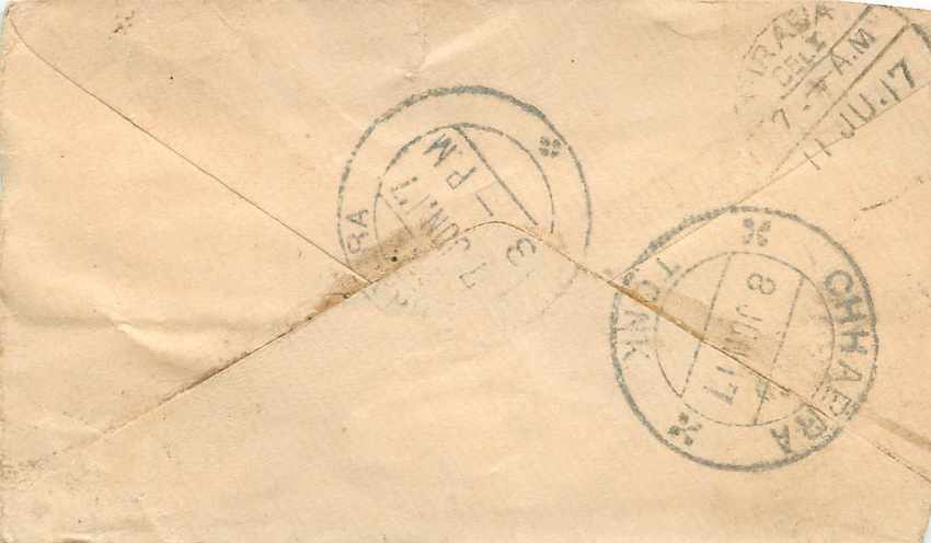 Inde India Entier Postal Stationary  — Rückseite