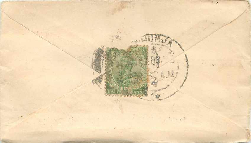 Inde India Entier Postal Stationary  — Rückseite