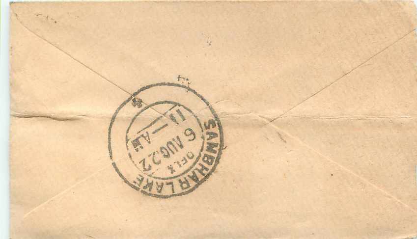 Inde India Entier Postal Stationary  — Verso
