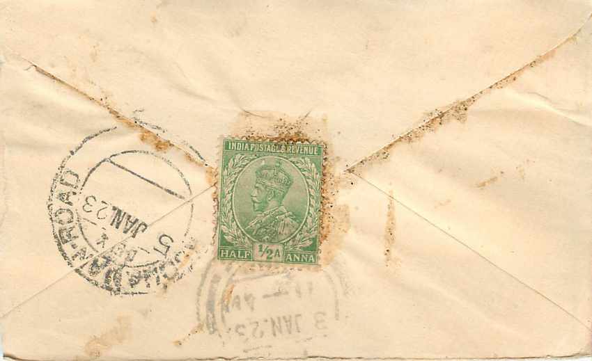 Inde India Entier Postal Stationary  — Verso