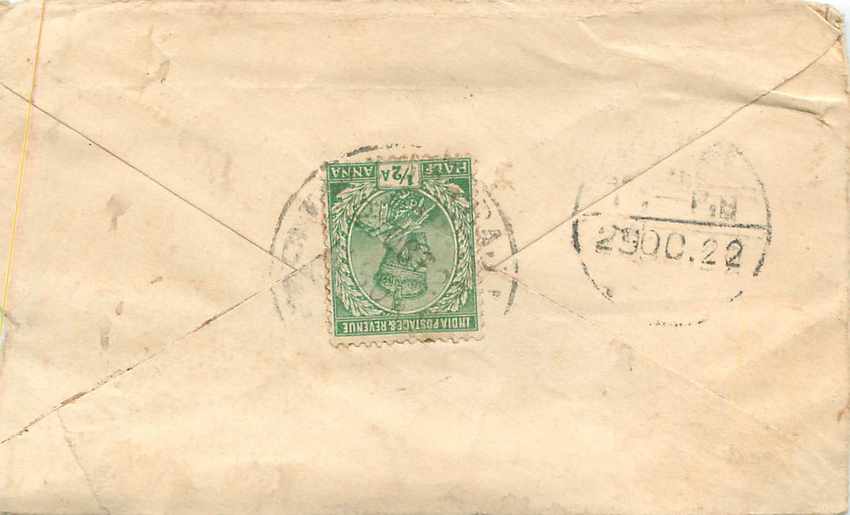Inde India Entier Postal Stationary  — Verso