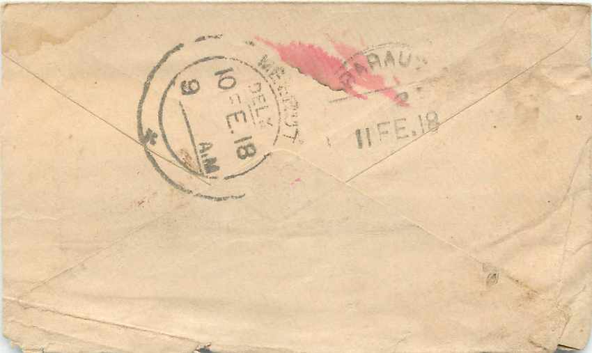 Inde India Entier Postal Stationary  — Rückseite