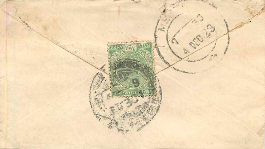 Inde India Entier Postal Stationary  — Rückseite