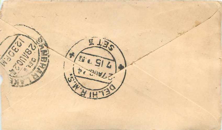Inde India Entier Postal Stationary  — Verso