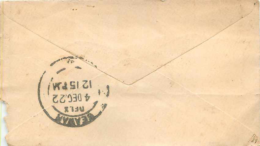 Inde India Entier Postal Stationary  — Rückseite