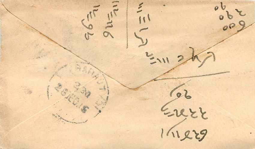 Inde India Entier Postal Stationary  — Verso