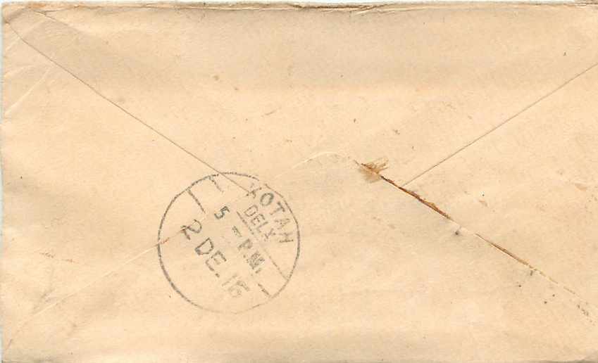 Inde India Entier Postal Stationary  — Verso