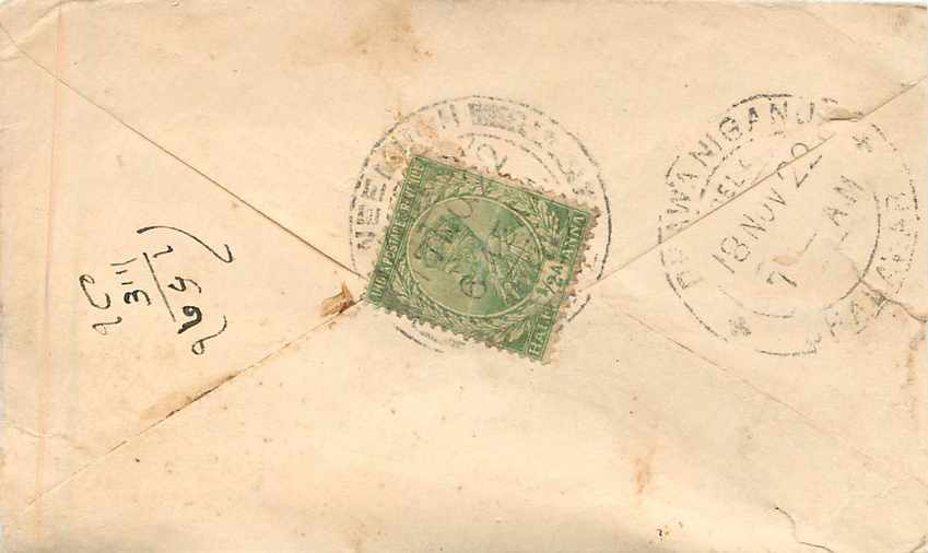 Inde India Entier Postal Stationary  — Rückseite