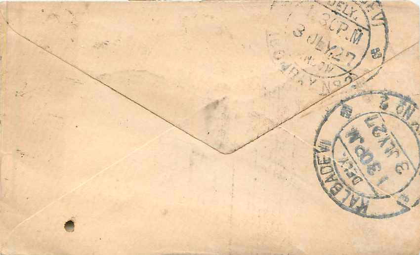 Inde India Entier Postal Stationary  — Verso