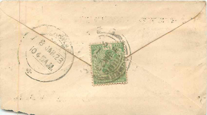Inde India Entier Postal Stationary  — Verso