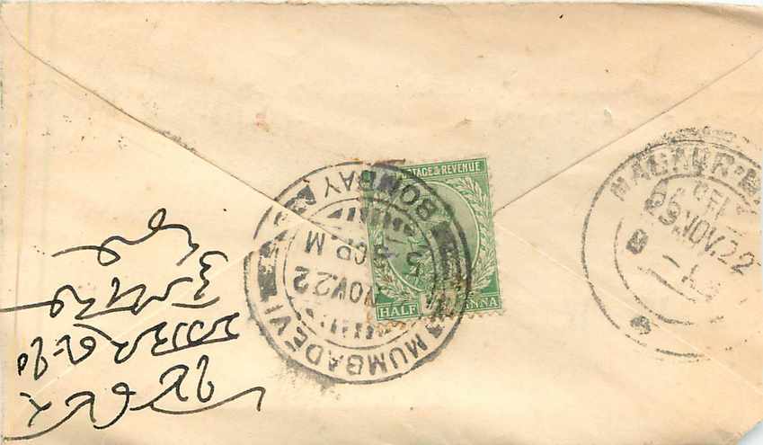 Inde India Entier Postal Stationary  — Rückseite
