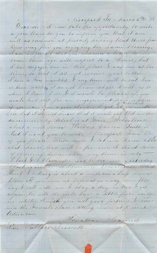 Lettre Cover Etats-Unis for Penn 1855 — Back