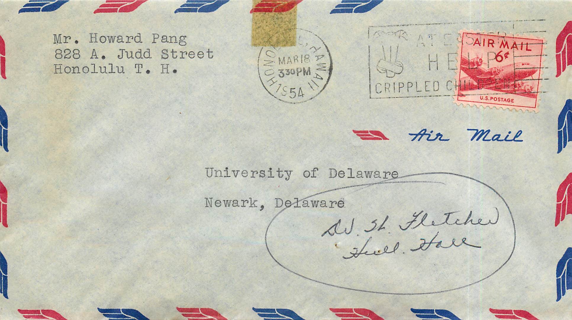 Lettre Cover Etats-Unis 6c Honolulu for Newark 1954