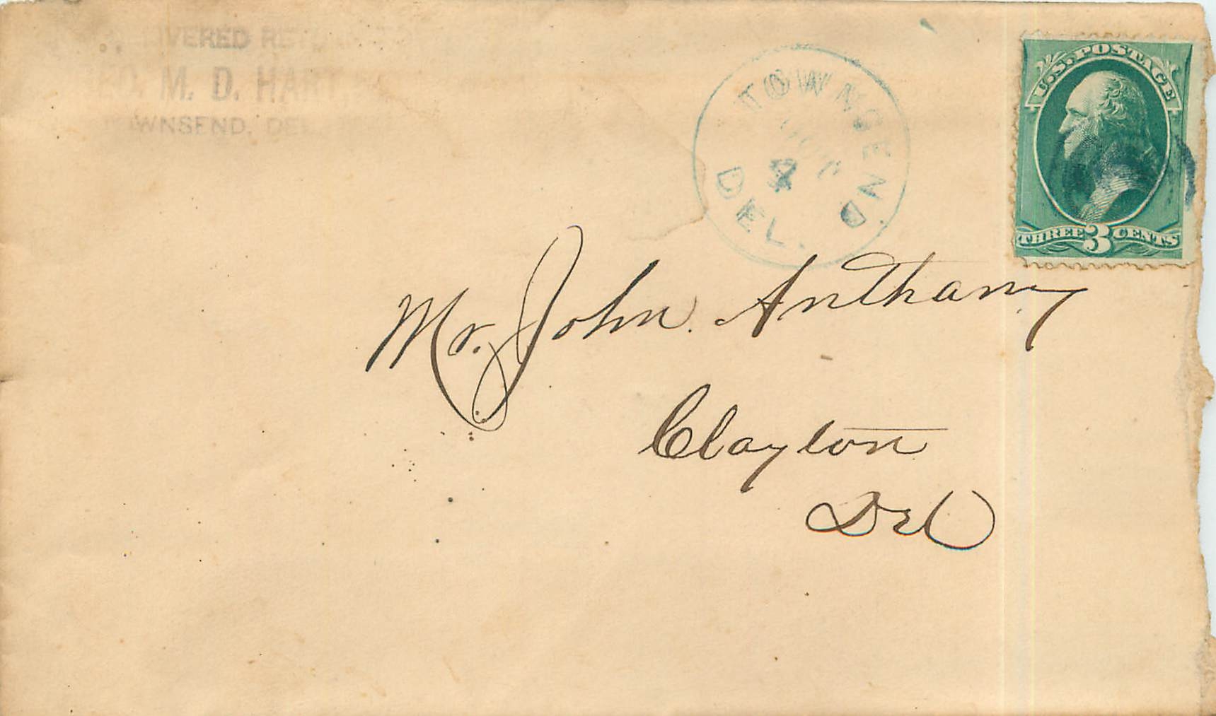 Lettre Cover Etats-Unis 3c for Clayton
