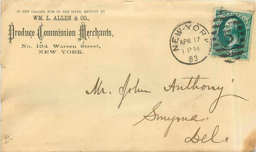 Lettre Cover Etats-Unis 3c New York for Delaware