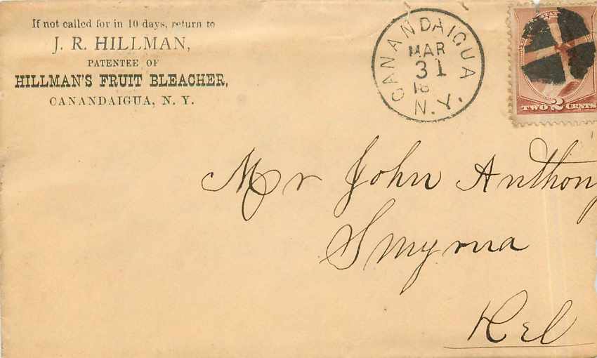 Lettre Cover Etats-Unis 2c Canandaigua 