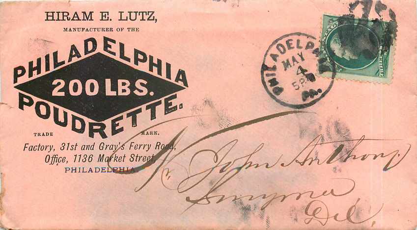 Lettre Cover Etats-Unis 3c Philadelphia Poudrette for Delaware
