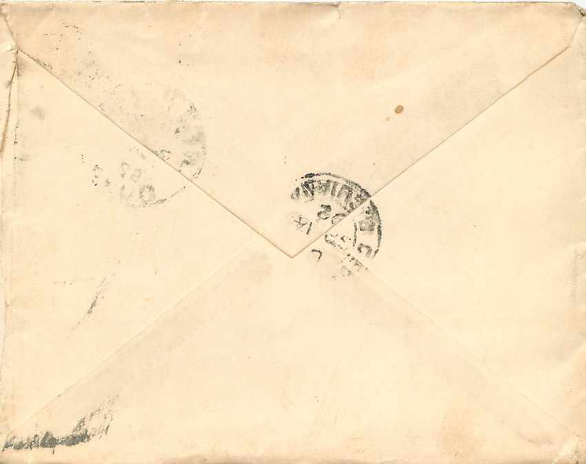 Lettre Cover Etats-Unis 5c — Verso