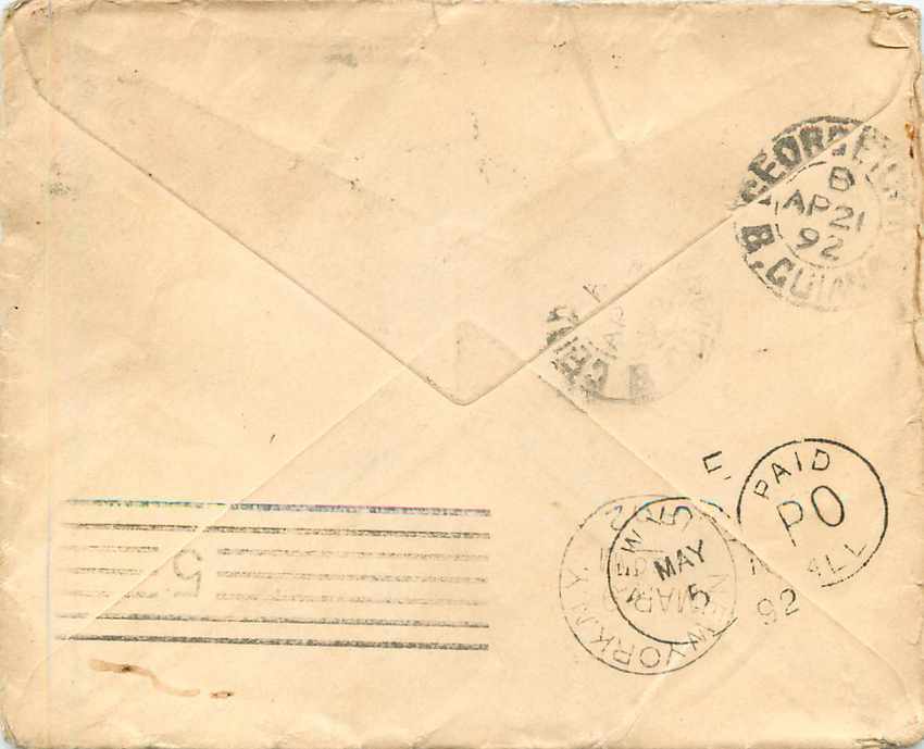 Lettre Cover Etats-Unis 5c for NY — Rückseite
