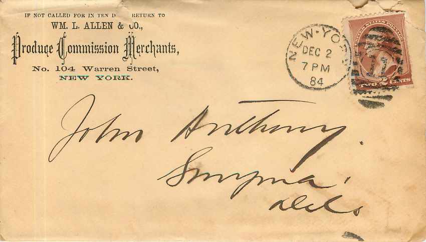 Lettre Covers Etats-Unis 2c New York WM Allen 