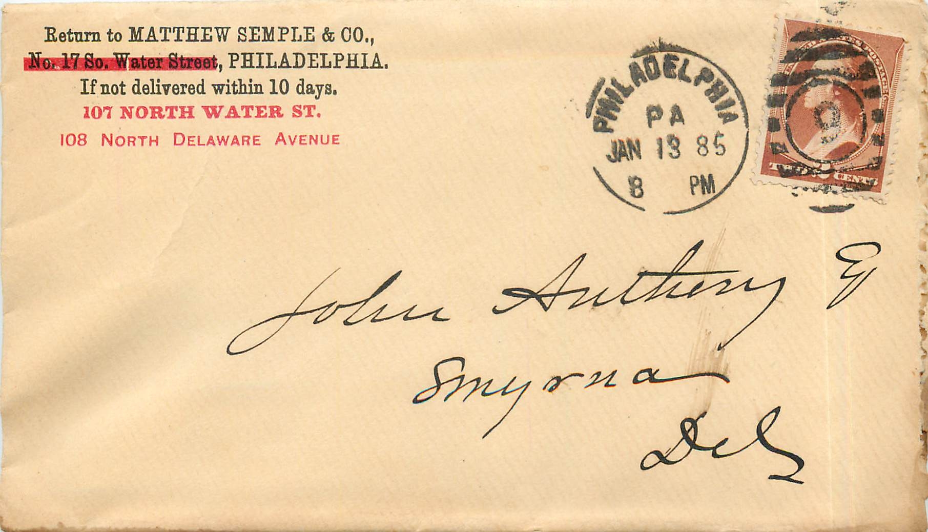 Lettre Covers Etats-Unis 2c Philadelphia