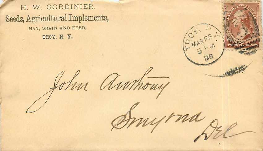 Lettre Covers Etats-Unis 2c Gordinier Sees Troy NY
