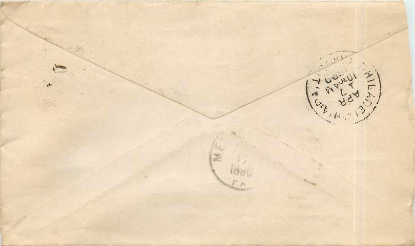 Lettre Covers Etats-Unis 2c Mullicahill for Parkenville — Rückseite