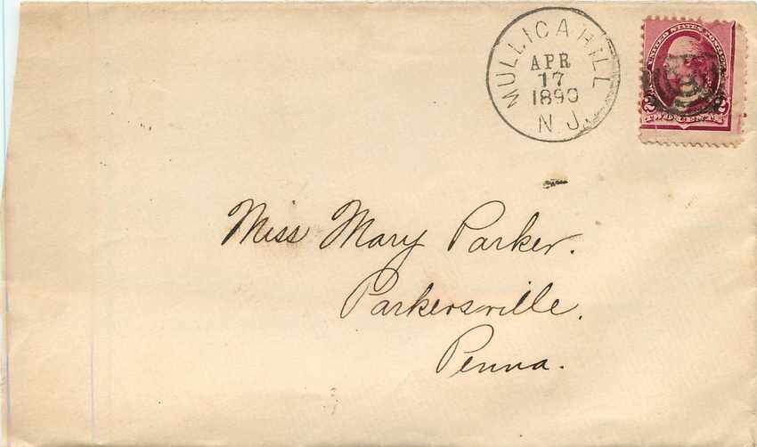 Lettre Covers Etats-Unis 2c Mullicahill for Parkenville