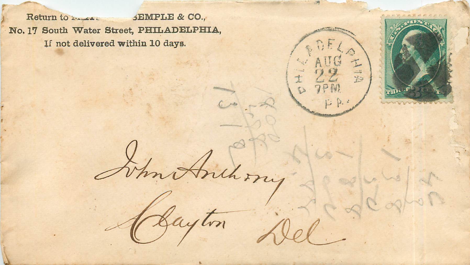 Lettre Covers Etats-Unis 3c Philadelphia